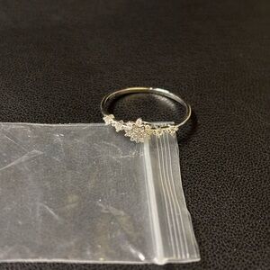 New* Snowflakes With Rhinestone 925 Sterling Silver Ring